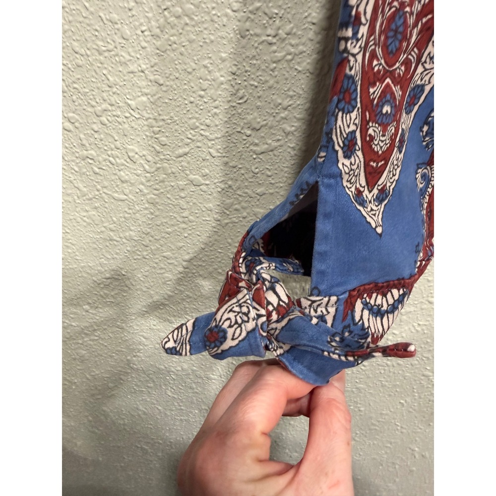 Free People Paisley Tie Hem Cropped Pants 8 Boho Y2K Indie Sleaze Maximalist - Picture 5 of 12